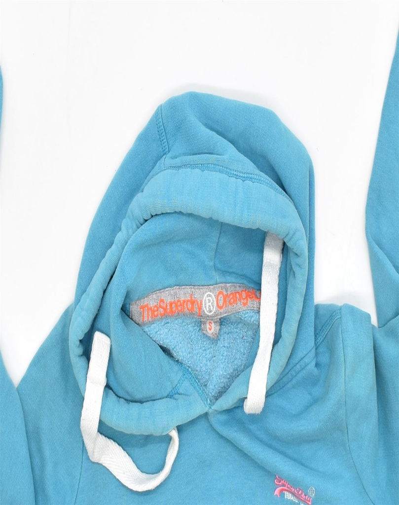 SUPERDRY Womens Orange Label Hoodie Jumper UK 6 Small Blue Cotton | Vintage | Thrift | Second-Hand | Used Clothing | Messina Hembry 