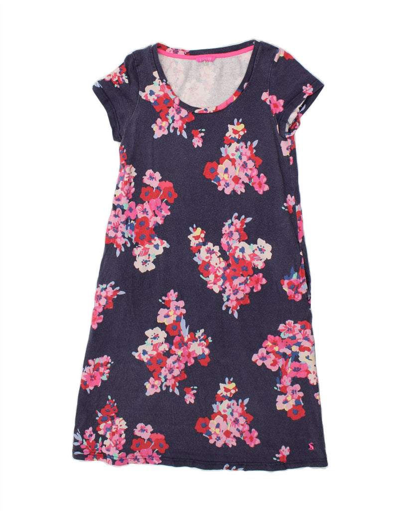 JOULES Womens T-Shirt Dress UK 12 Medium  Navy Blue Floral Cotton | Vintage Joules | Thrift | Second-Hand Joules | Used Clothing | Messina Hembry 