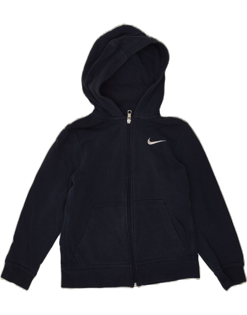 NIKE Boys Zip Hoodie Sweater 8-9 Years Small  Navy Blue Cotton | Vintage Nike | Thrift | Second-Hand Nike | Used Clothing | Messina Hembry 
