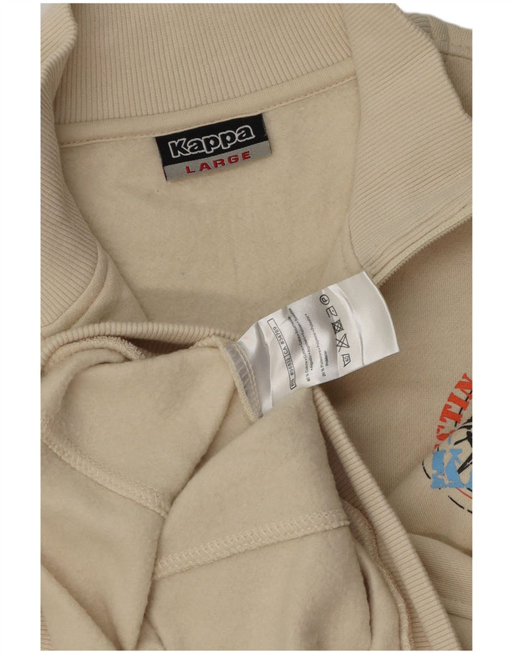 Kappa Mens Graphic Tracksuit Top Jacket Large Off White Cotton