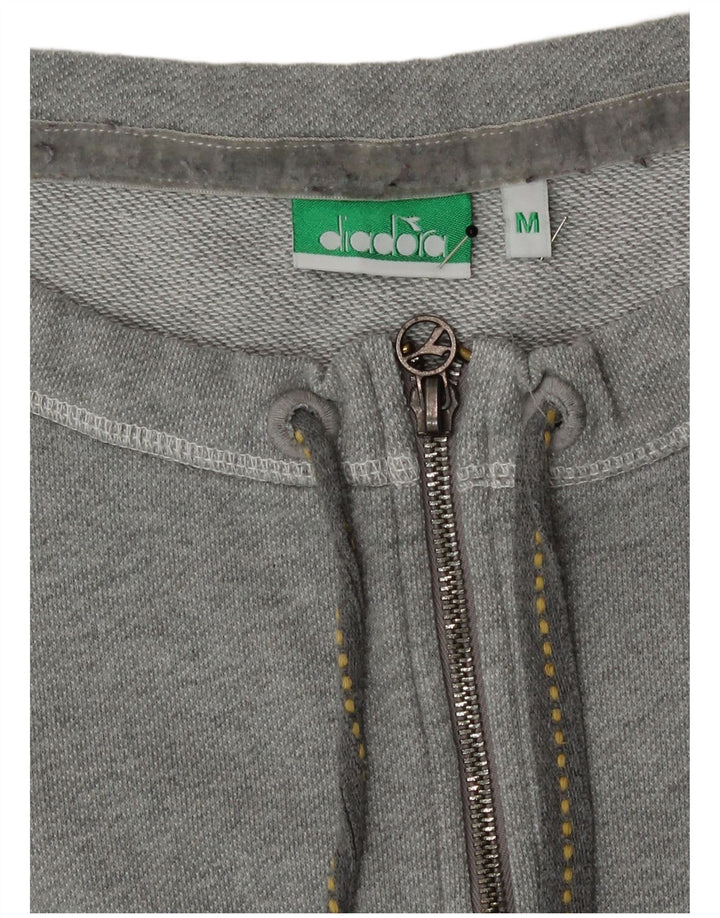 Diadora Womens Crop Tracksuit Top Jacket UK 14 Medium Grey Colourblock