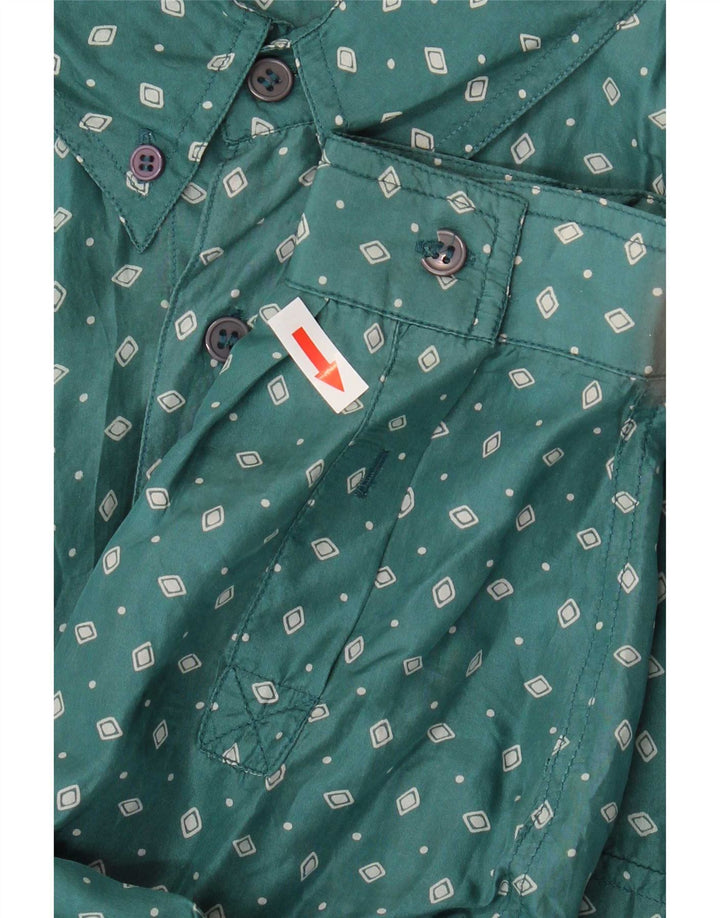 Vintage Mens Shirt 2XL Green Spotted Silk