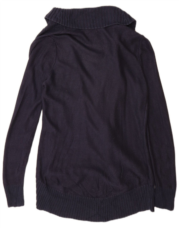 Eddie Bauer Womens Open Cardigan Sweater UK 12 Medium Navy Blue Rayon