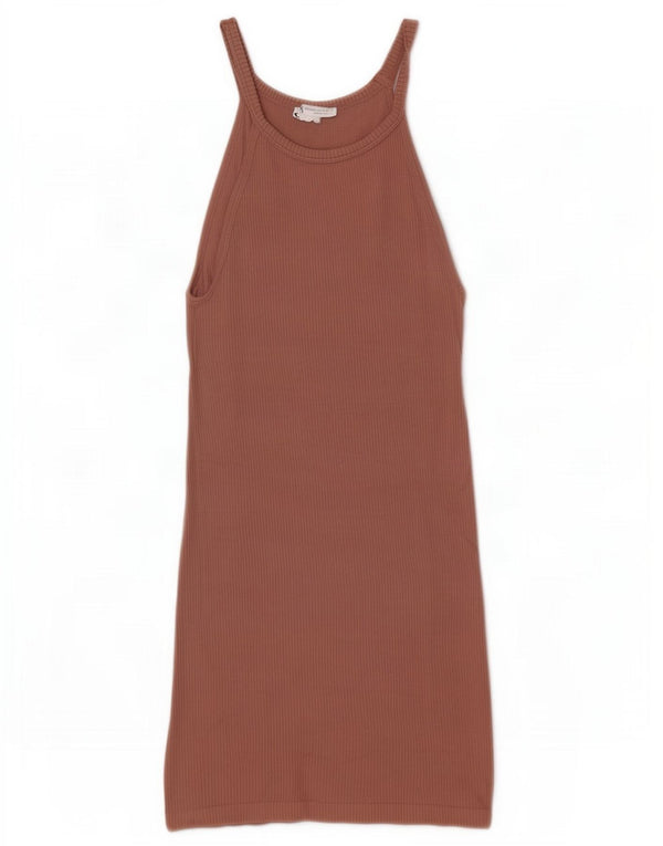 Zara Womens Sleeveless T-Shirt Dress UK 12 Medium Brown