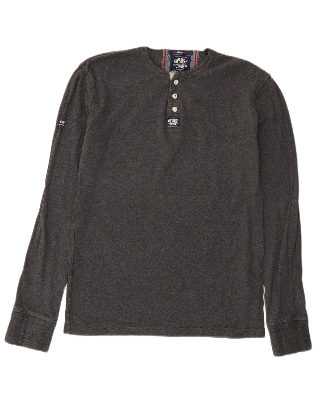 Superdry Mens Heritage Top Long Sleeve Medium Grey Cotton