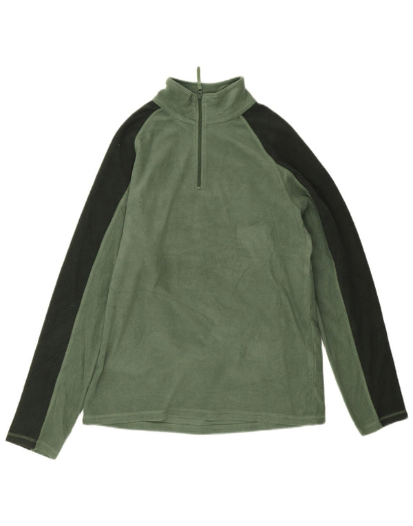 Mountain Warehouse Mens Zip Neck Fleece Jumper Small Green Colourblock