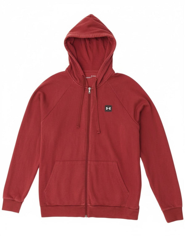 Under Armour Mens Loose Fit Zip Hoodie Sweater Medium Burgundy Cotton