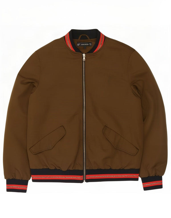 Zara Womens Bomber Jacket UK 40 Large Khaki Polyester