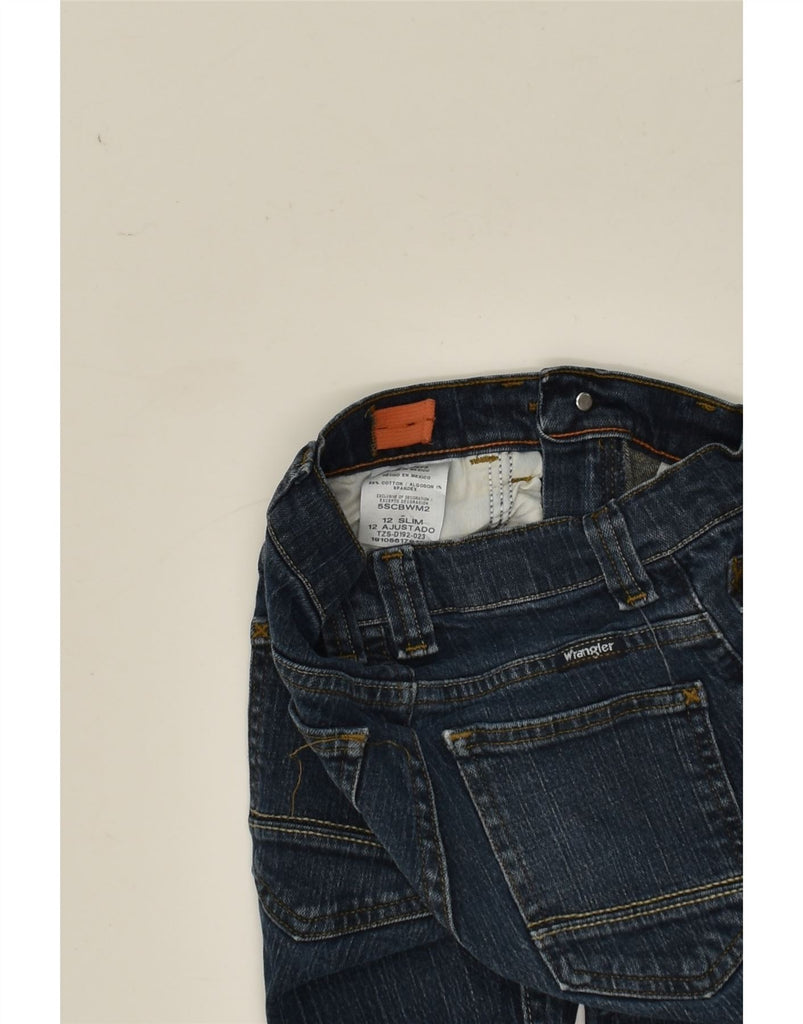 WRANGLER Boys Slim Jeans 11-12 Years W24 L26  Navy Blue Cotton | Vintage Wrangler | Thrift | Second-Hand Wrangler | Used Clothing | Messina Hembry 