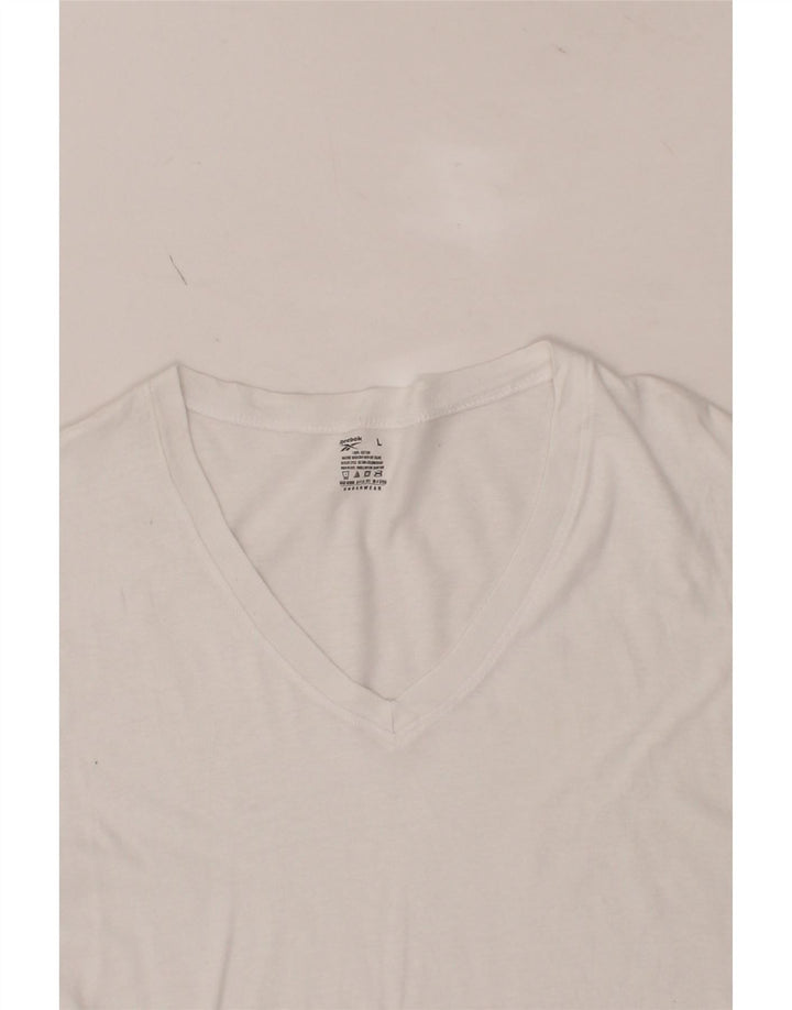 REEBOK Mens T-Shirt Top Large White Cotton Vintage Reebok and Second-Hand Reebok from Messina Hembry 