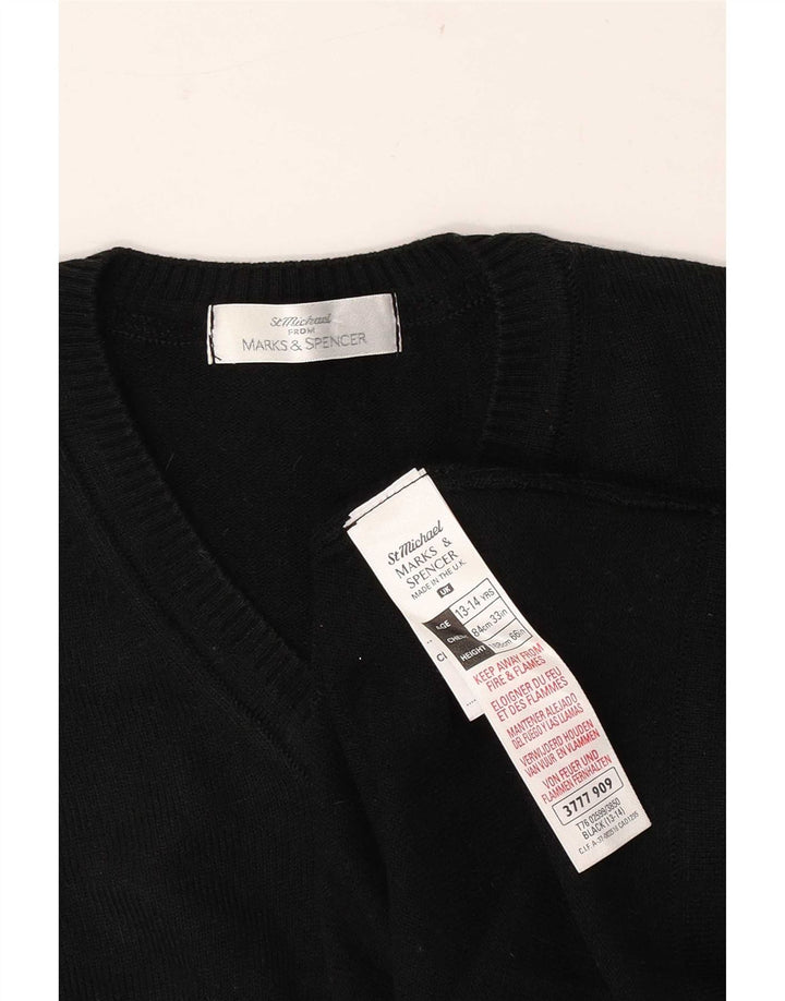 Marks & Spencer Boys V-Neck Jumper Sweater 13-14 Years Black Acrylic