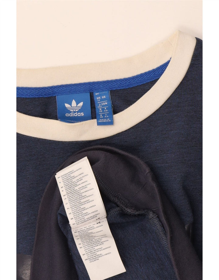 Adidas Womens Graphic Sweatshirt Jumper UK 12 Medium Navy Blue Colourblock