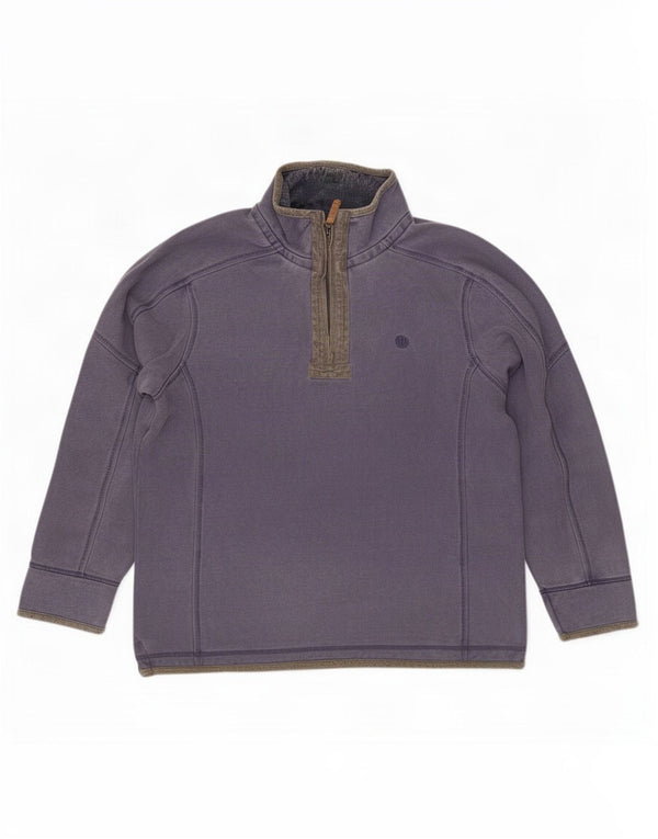 Fat Face Mens Zip Neck Sweatshirt Jumper Large Blue Cotton