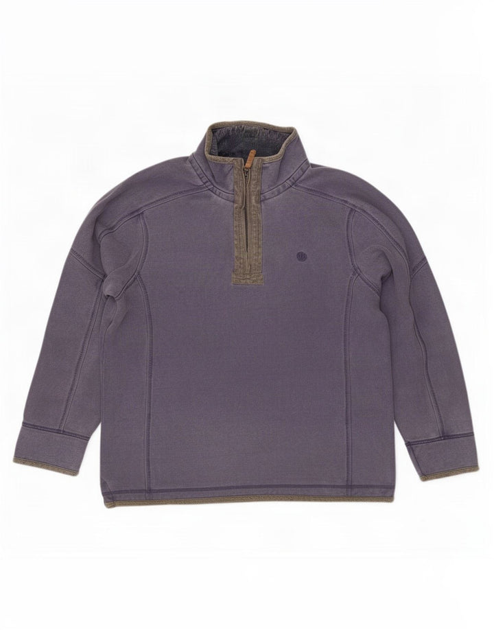 Fat Face Mens Zip Neck Sweatshirt Jumper Large Blue Cotton