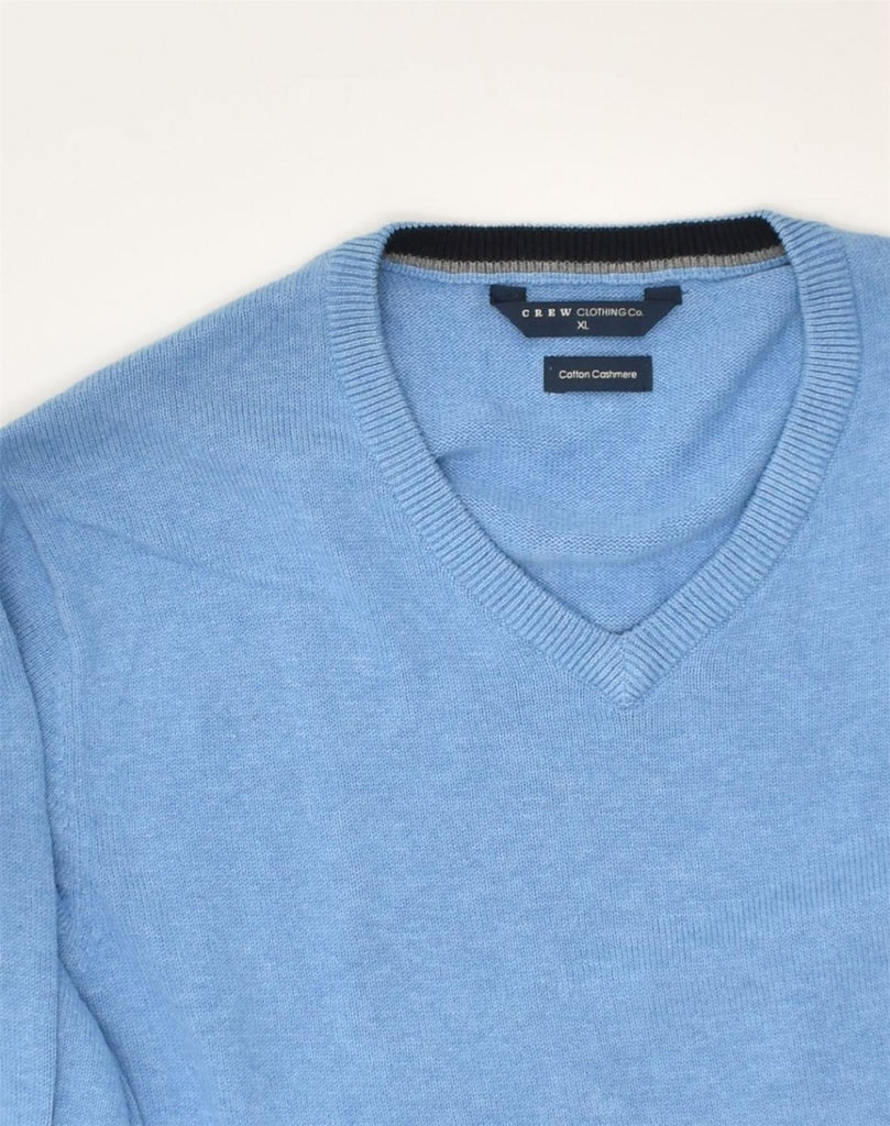 CREW CLOTHING Mens V-Neck Jumper Sweater XL Blue Cotton | Vintage Crew Clothing | Thrift | Second-Hand Crew Clothing | Used Clothing | Messina Hembry 