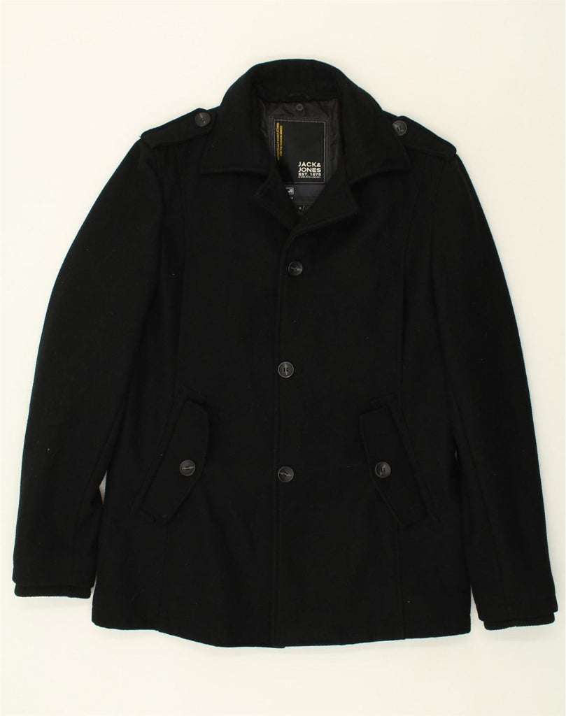 JACK & JONES Mens Overcoat UK 42 XL  Black Wool | Vintage Jack & Jones | Thrift | Second-Hand Jack & Jones | Used Clothing | Messina Hembry 