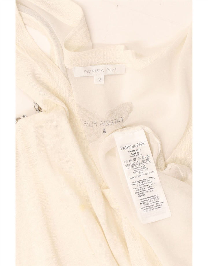 Patrizia Pepe Womens Oversized Off Shoulder Top US 2 XS White Flax