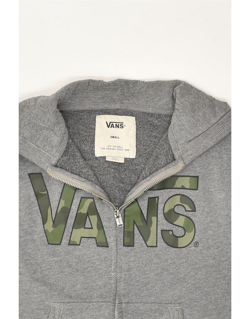 VANS Womens Graphic Zip Hoodie Sweater UK 8 Small Grey Cotton | Vintage Vans | Thrift | Second-Hand Vans | Used Clothing | Messina Hembry 