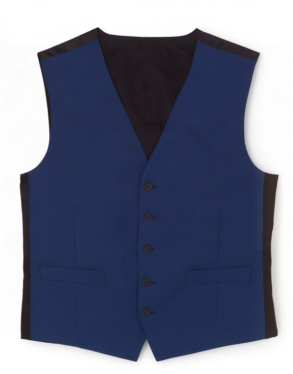 Ben Sherman Mens Waistcoat Small Blue Colourblock Wool