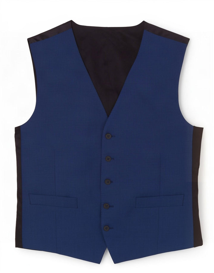 Ben Sherman Mens Waistcoat Small Blue Colourblock Wool