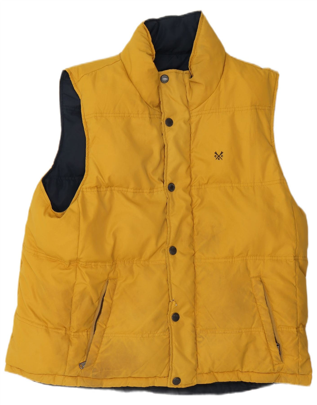 Crew Clothing Mens Reversible Padded Gilet UK 44 2XL Navy Blue Polyester