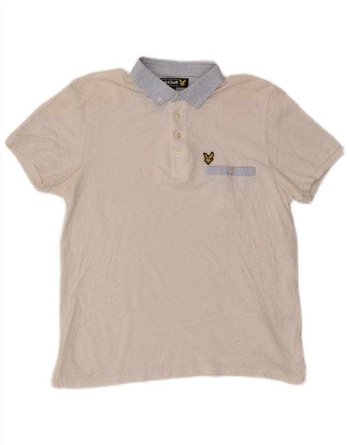 Lyle & Scott Mens Polo Shirt Large White Cotton