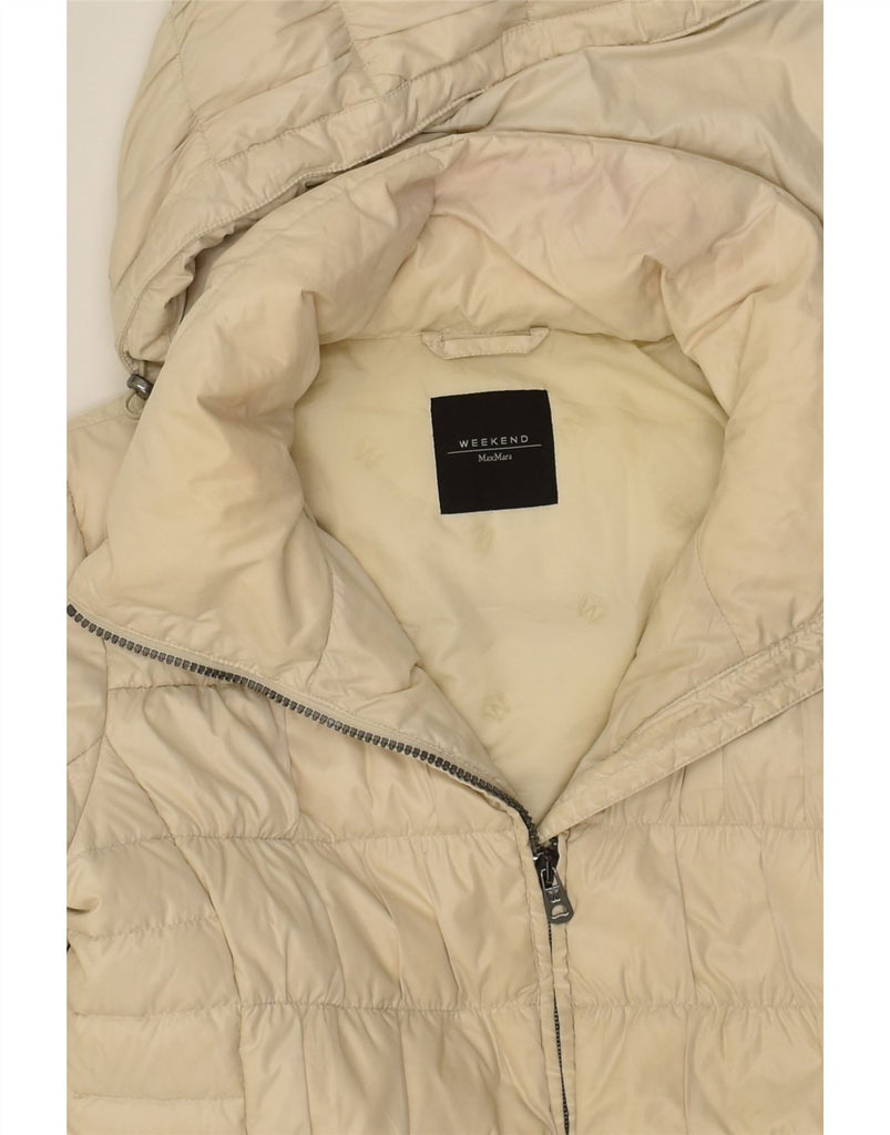 MAX MARA Womens Loose Fit Hooded Padded Jacket UK 6 XS Beige Polyamide | Vintage Max Mara | Thrift | Second-Hand Max Mara | Used Clothing | Messina Hembry 