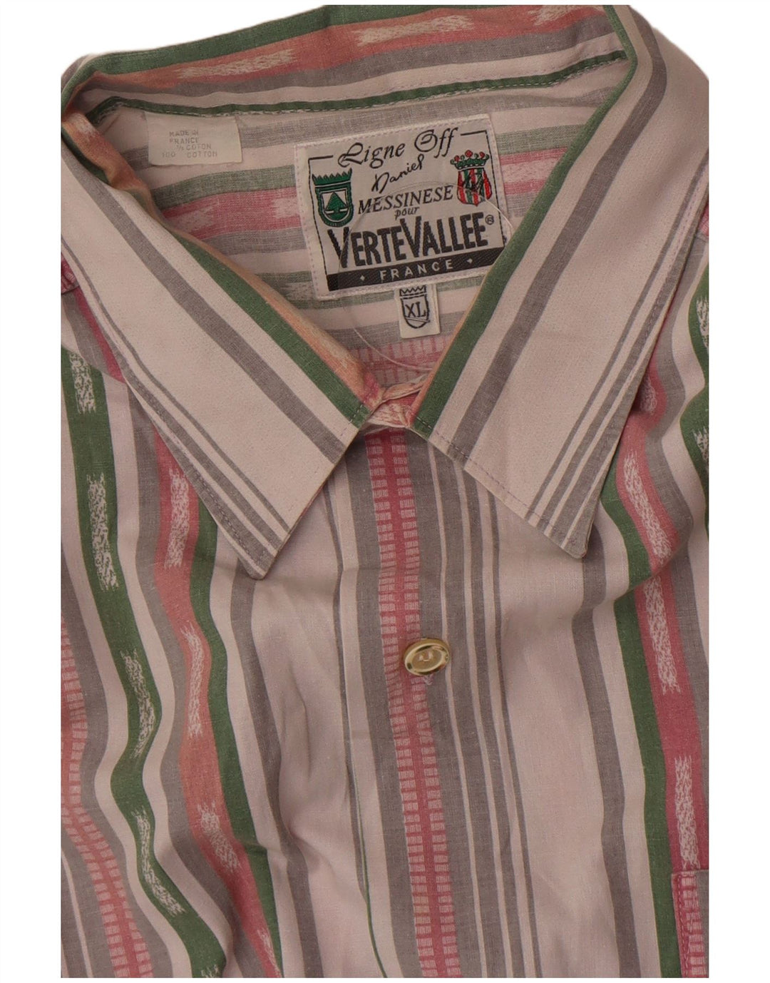 Verte Vallee Mens Shirt XL Multicoloured Striped Cotton