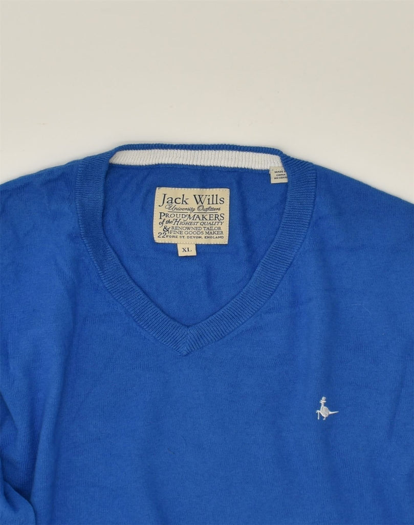 JACK WILLS Mens V-Neck Jumper Sweater XL Blue | Vintage Jack Wills | Thrift | Second-Hand Jack Wills | Used Clothing | Messina Hembry 