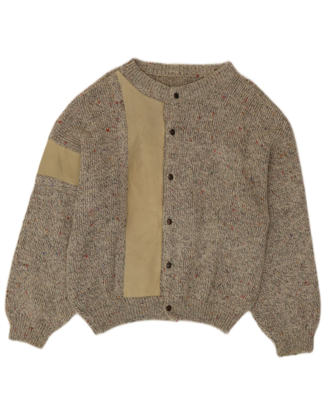 Vintage Mens Cardigan Sweater Medium Beige Flecked Alpaca Wool