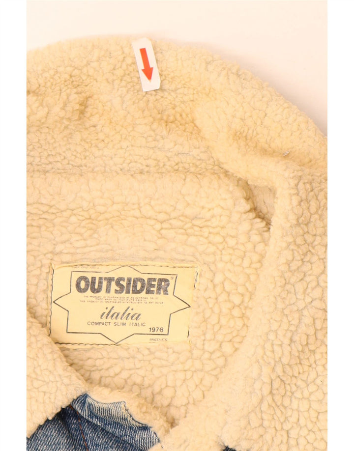 Outsider Mens Denim Sherpa Jacket UK 42 XL Blue Cotton