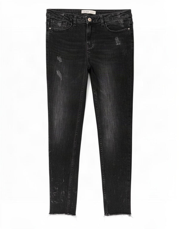 Zara Womens Distressed Skinny Jeans EU 36 XS W26 L27 Black