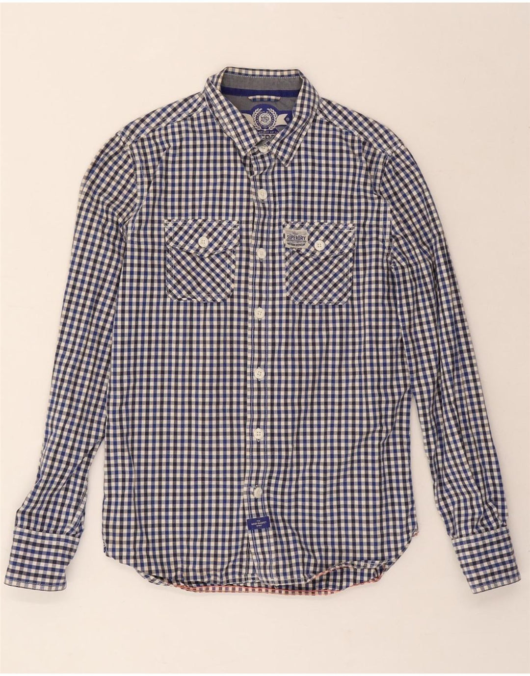 SUPERDRY Mens Shirt Medium Blue Gingham Cotton Vintage Superdry and Second-Hand Superdry from Messina Hembry 