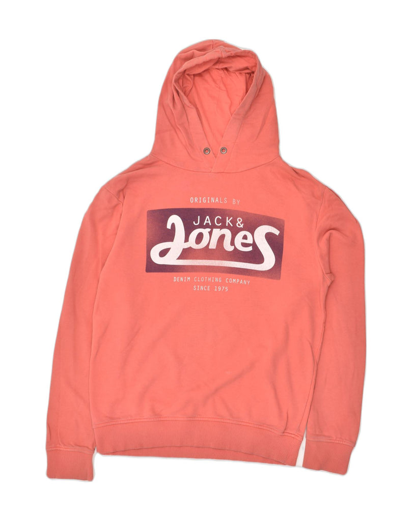 JACK & JONES Mens Graphic Hoodie Jumper Medium Orange Cotton | Vintage Jack & Jones | Thrift | Second-Hand Jack & Jones | Used Clothing | Messina Hembry 