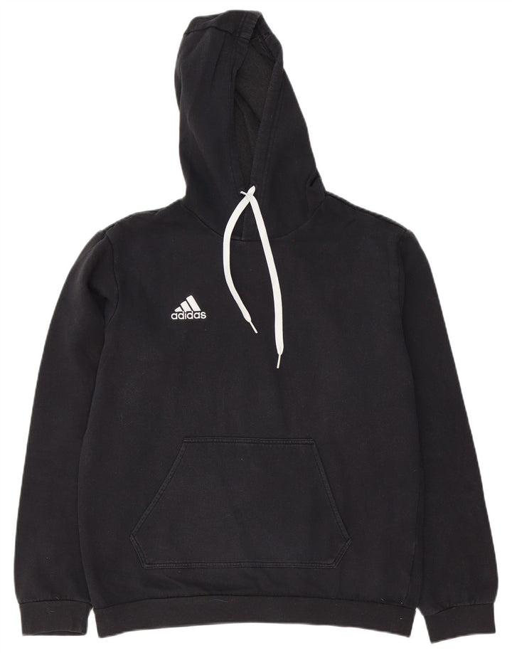 Adidas Mens Hoodie Jumper Medium Black Cotton