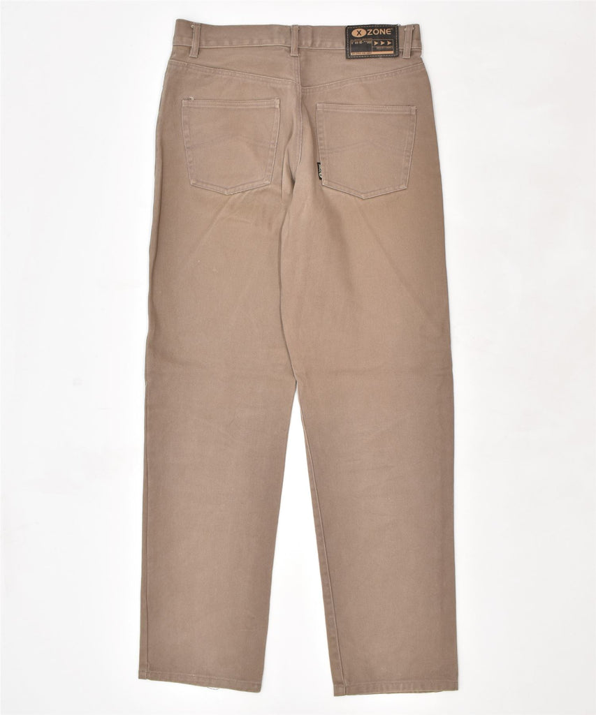 ZONE Mens Straight Casual Trousers W34 L32 Brown Cotton | Vintage | Thrift | Second-Hand | Used Clothing | Messina Hembry 