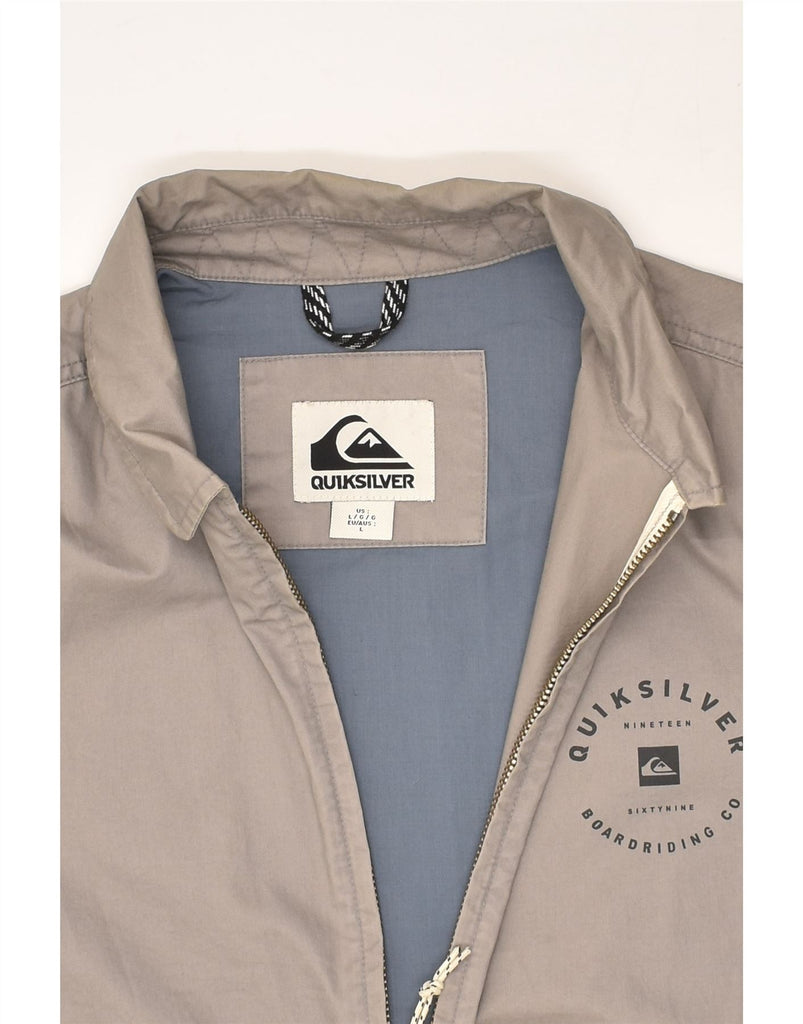 QUIKSILVER Mens Bomber Jacket UK 40 Large Grey Cotton | Vintage Quiksilver | Thrift | Second-Hand Quiksilver | Used Clothing | Messina Hembry 