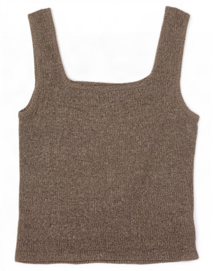Topshop Womens Crop Knit Cami Top UK 12 Medium Grey