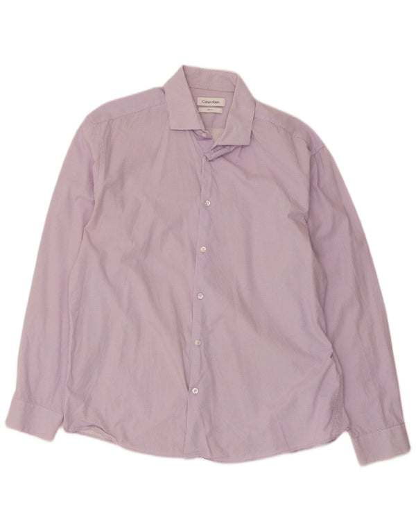 Calvin Klein Mens Slim Fit Shirt Size 16 1/2 Large Purple Geometric Cotton