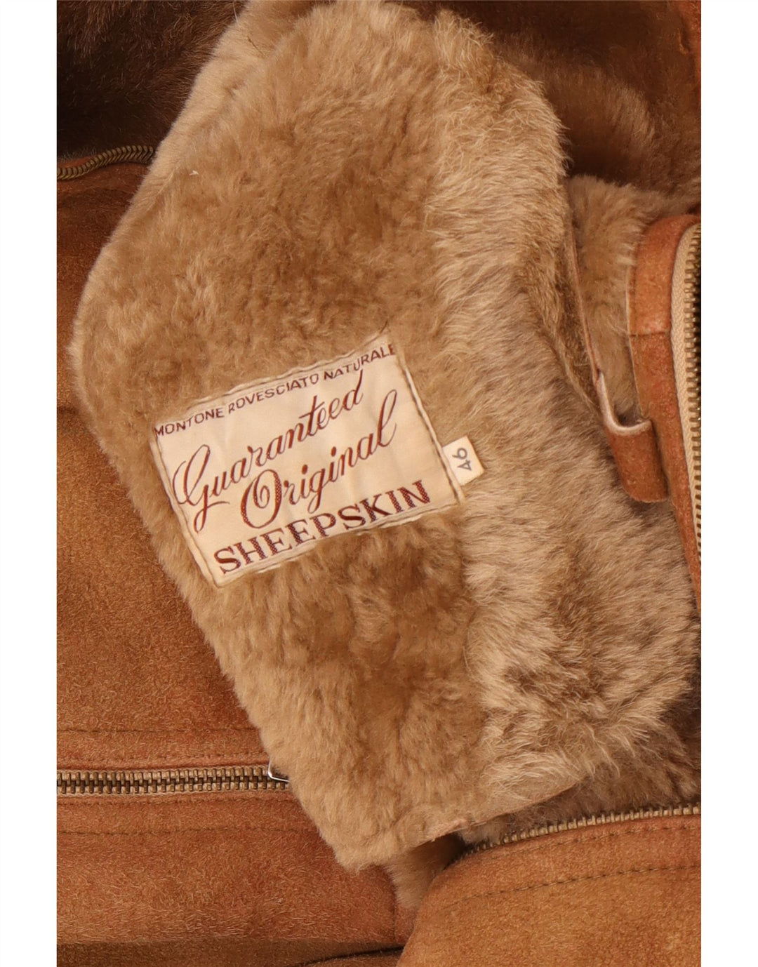 Vintage Womens Hooded Shearling Jacket IT 46 Large Brown Sheepskin