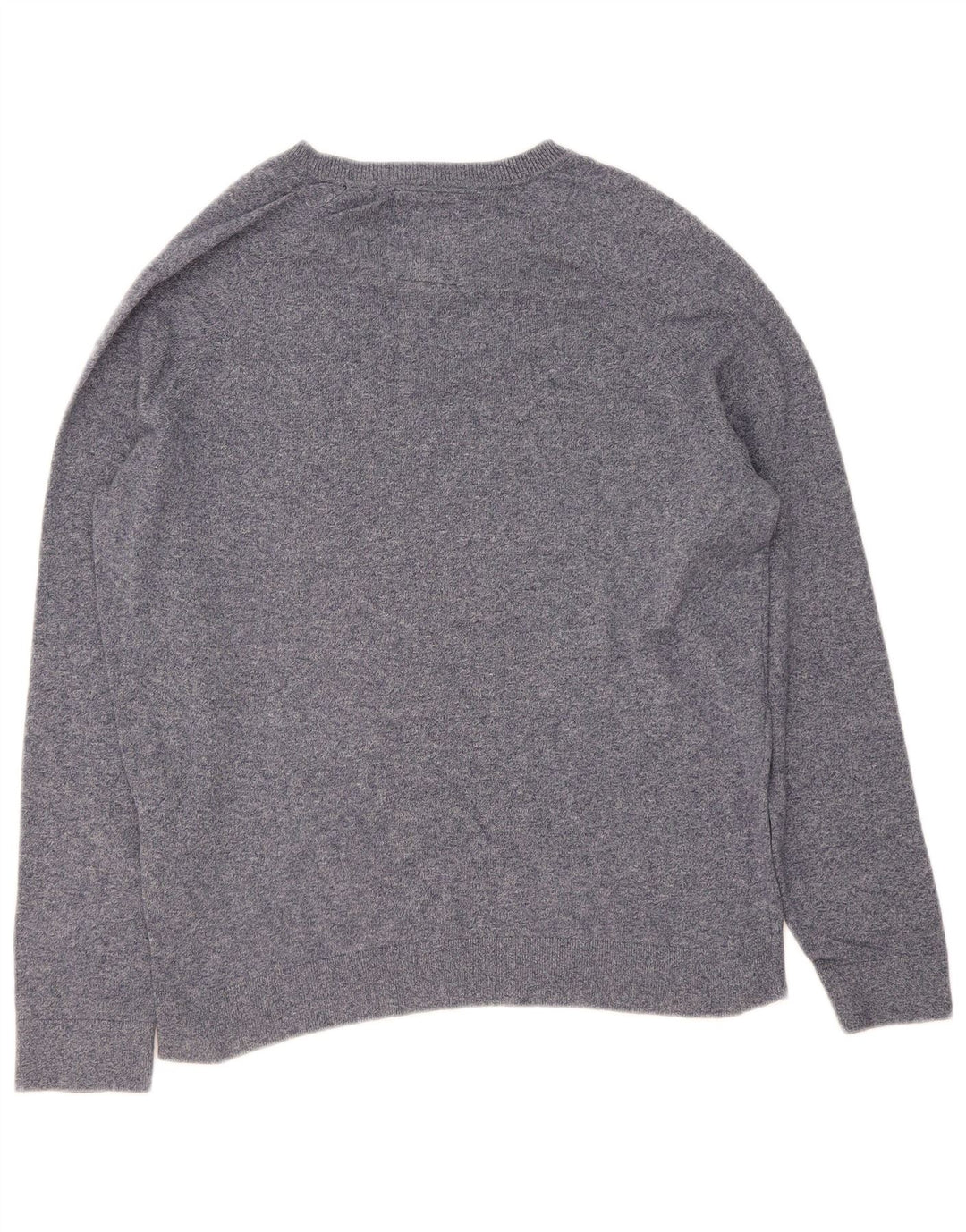 SUPERDRY Mens V-Neck Jumper Sweater Large Navy Blue Cotton