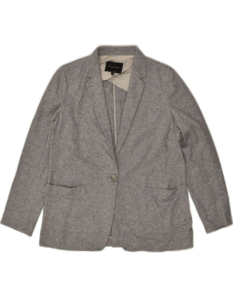 MASSIMO DUTTI Womens 1 Button Blazer Jacket EU 42  Large Grey Wool | Vintage Massimo Dutti | Thrift | Second-Hand Massimo Dutti | Used Clothing | Messina Hembry 