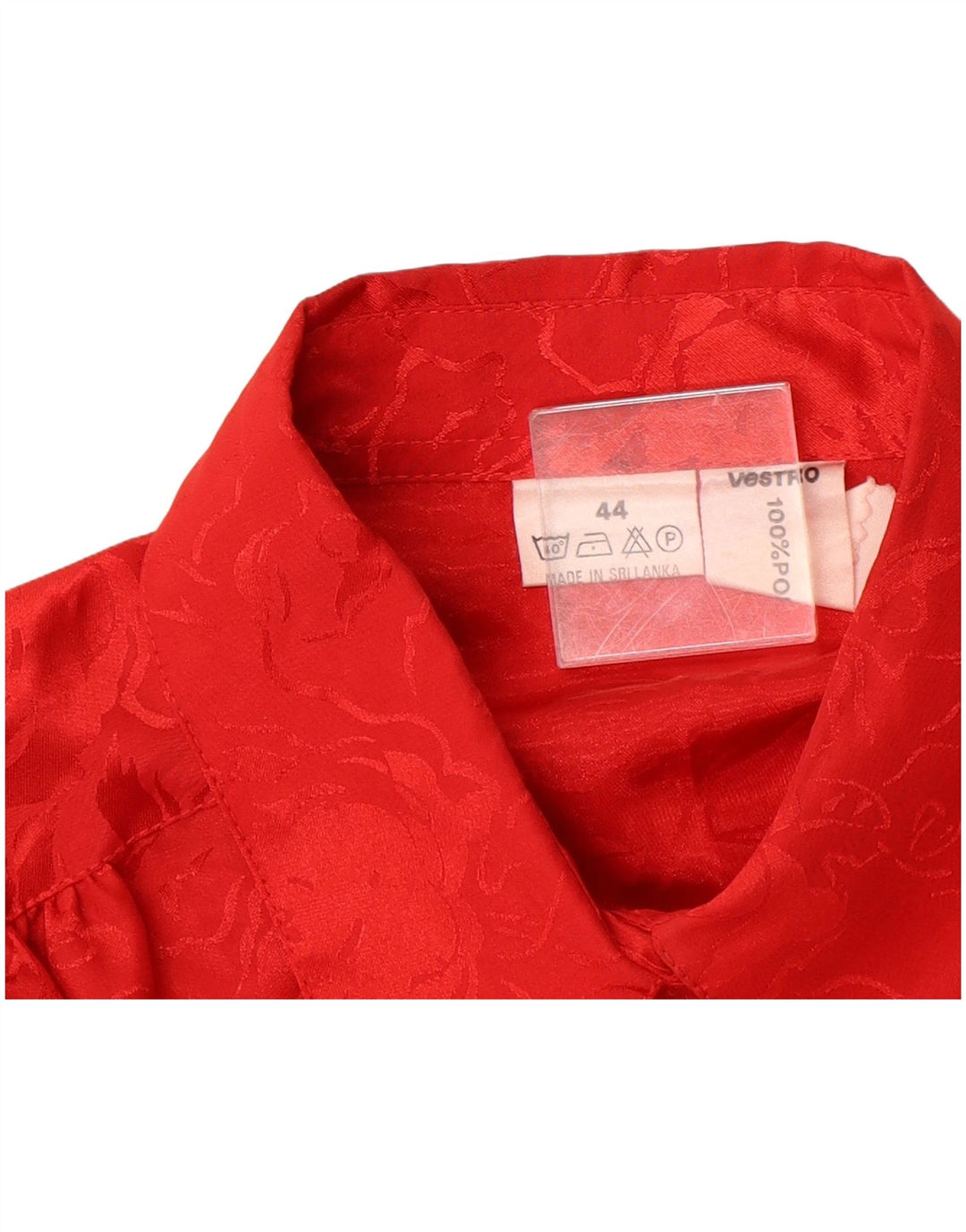 VINTAGE Womens Shirt EU 44 XL Red Floral Polyester
