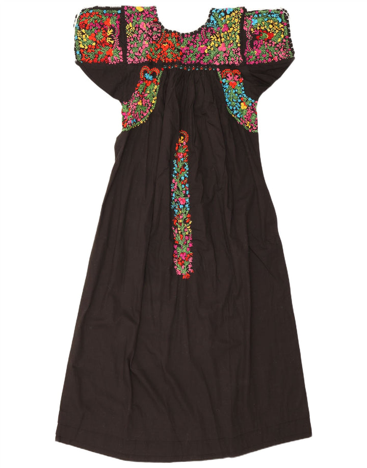 Vintage Womens Maxi Dress UK 12 Medium Black Floral