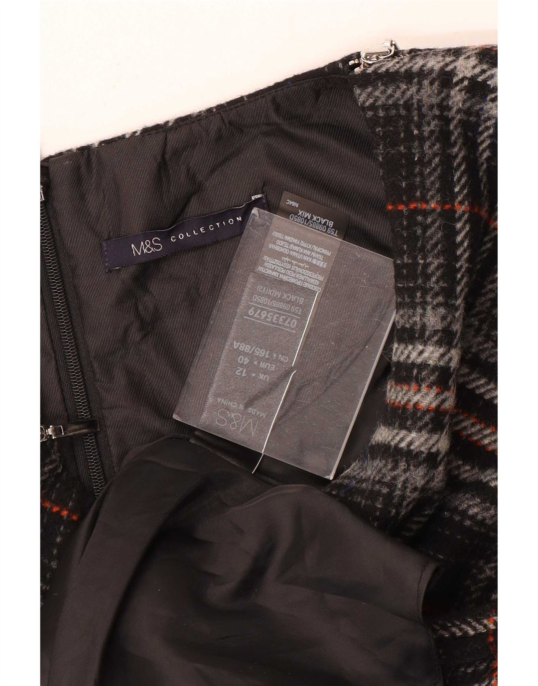 Marks & Spencer Womens Sleeveless Shift Dress UK 12 Mdium Black Plaid
