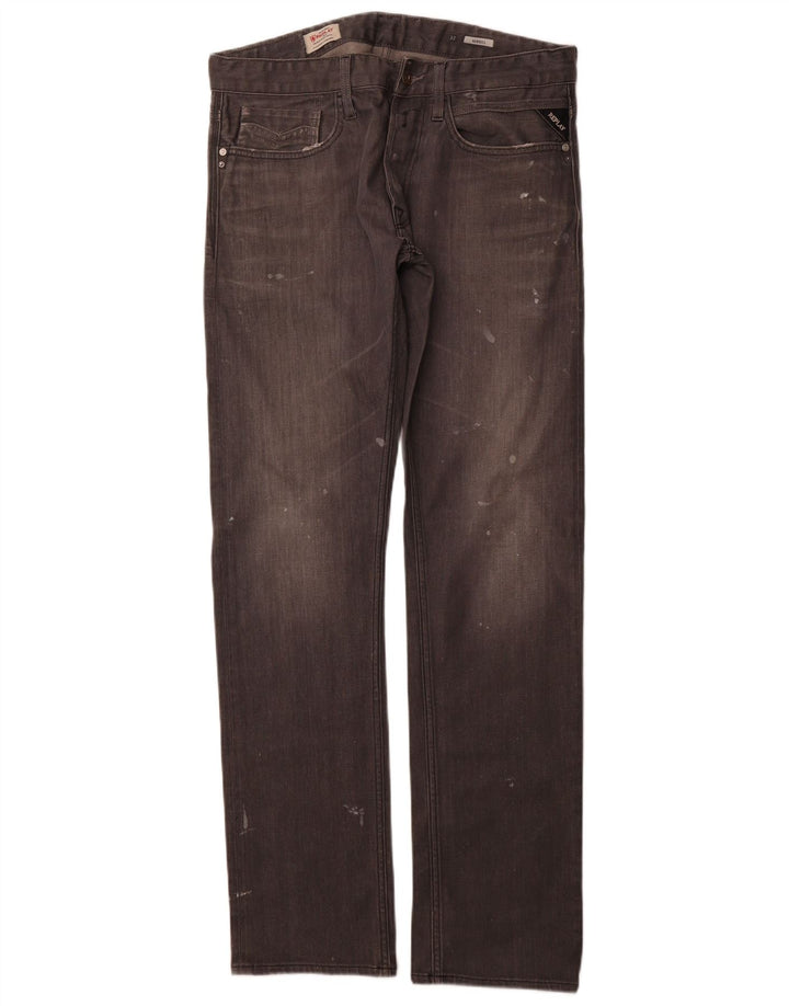 REPLAY Mens Newbill Straight Jeans W32 L36  Grey Cotton