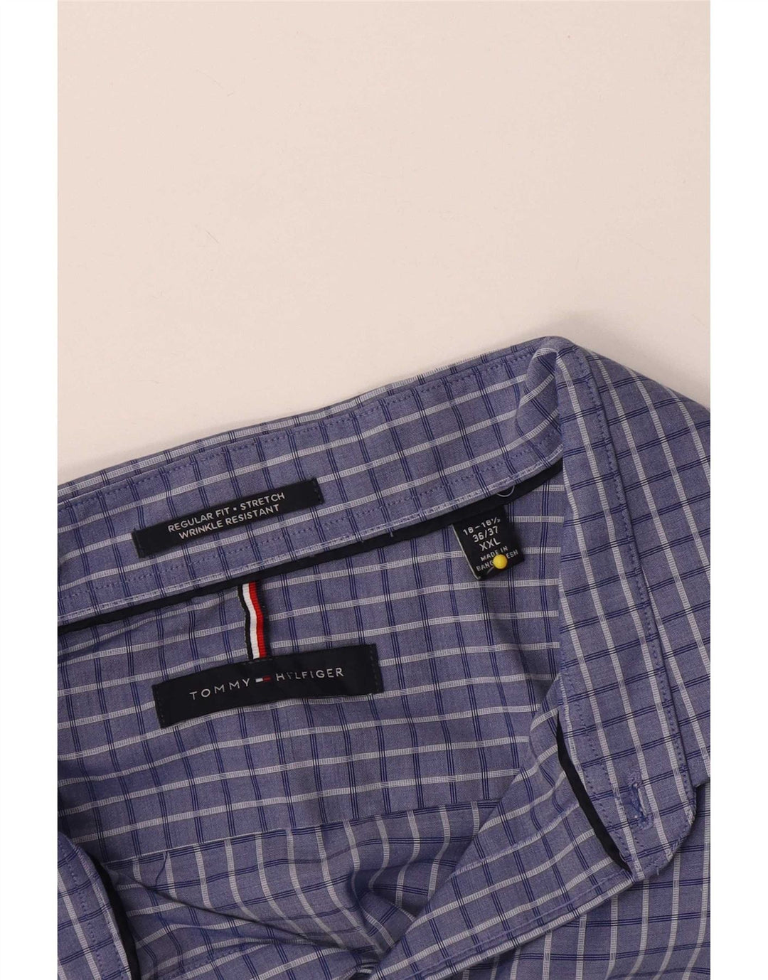 Tommy Hilfiger Mens Regular Fit Shirt 2XL Blue Check Cotton