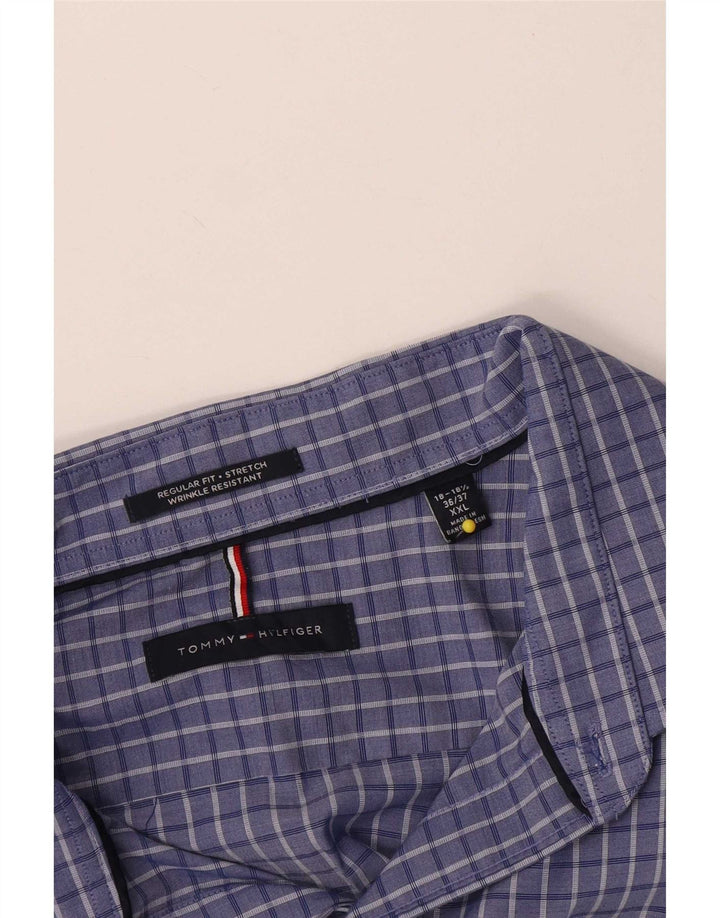 Tommy Hilfiger Mens Regular Fit Shirt 2XL Blue Check Cotton