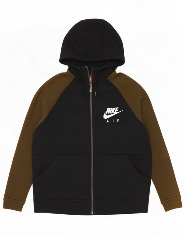 Nike Mens Graphic Zip Hoodie Sweater Medium Black Colourblock Cotton