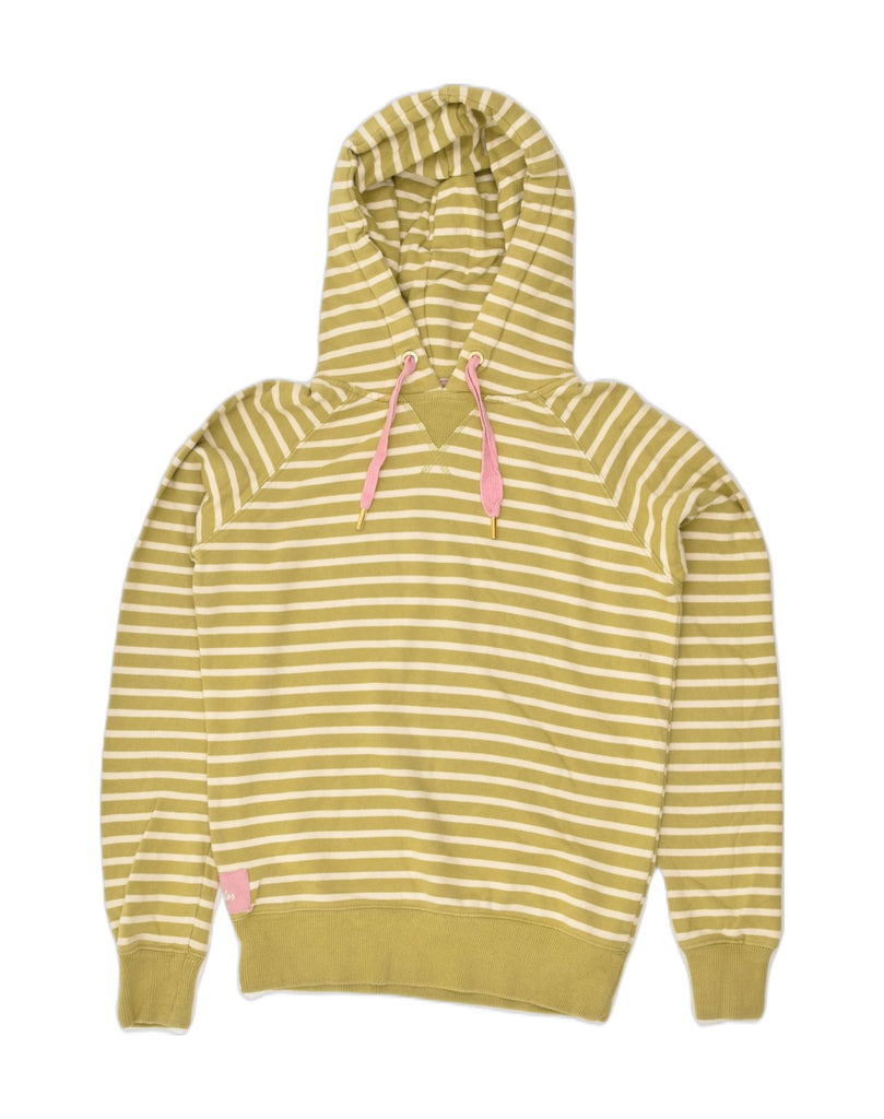 JOULES Womens Hoodie Jumper US 8 Medium Yellow Striped Cotton | Vintage Joules | Thrift | Second-Hand Joules | Used Clothing | Messina Hembry 